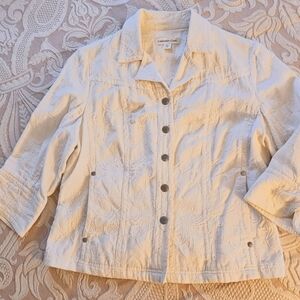Coldwater Creek White Jacket Size 10 3/4 sleeve textured